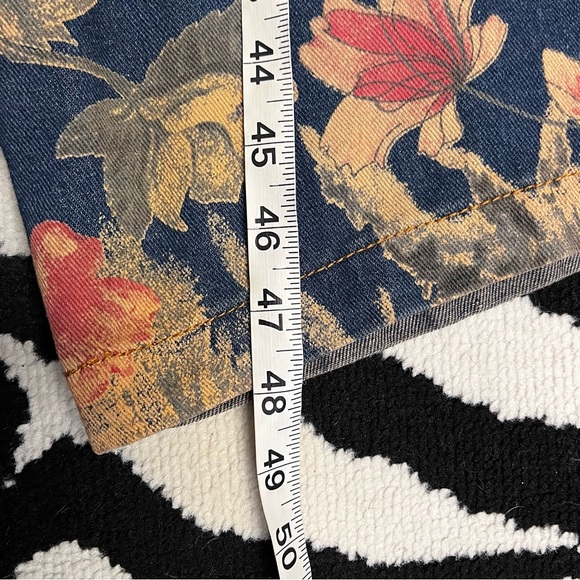 Boho Lagenlook Loose Floral Baggy Denim Wide Leg Drop Crotch Overalls Size 2X - Picture 9 of 10